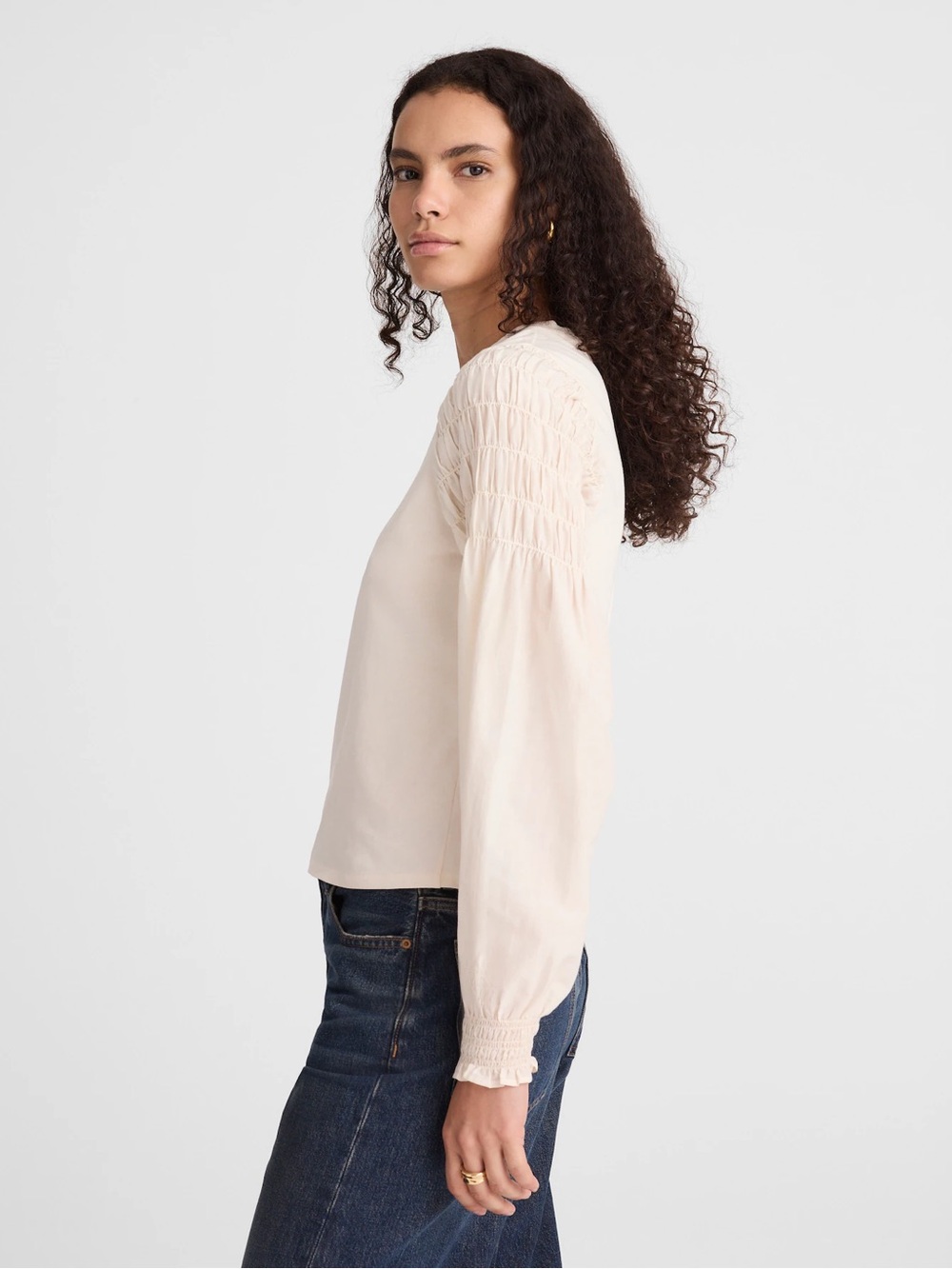 Madewell Smocked Long-Sleeve Tee S - Picture 3 of 10